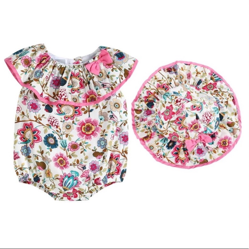 Lil Cactus Floral Bubble Romper & Hat
